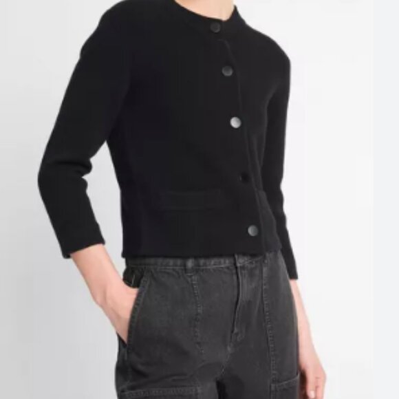 Vince Wool-Blend Shrunken Snap Cardigan Size M - Picture 1 of 5